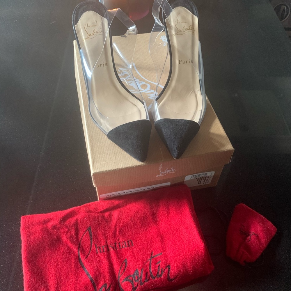 Christian Louboutin sling back pvc heels